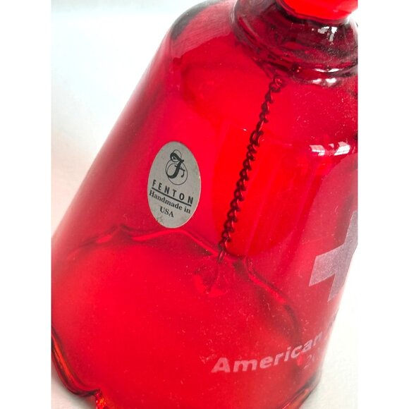 Fenton Handmade Red Glass Bell American Red Cross 2001 Etched Rim Vintage USA Ra - Picture 5 of 7